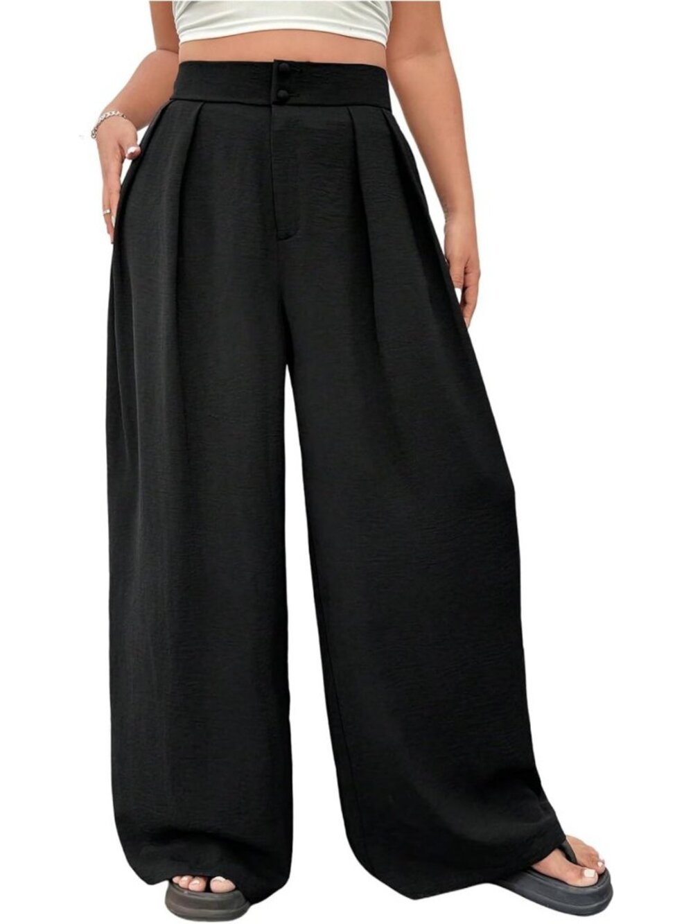 Plus Size High Waisted Wide Leg Dressy Work Pants for Women - Chic & Comfortable